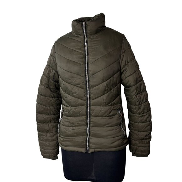 YMI Jackets & Blazers - YMI Collection Olive Green Womens Puffer Jacket With Zipper Closure & Fleece Lin